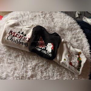 Holiday Graphic Sweatshirt Trio - Merry Christmas Prints